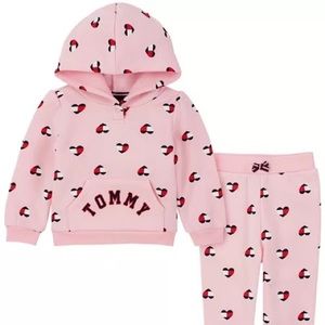Infant 12M Tommy Hilfiger heart logo fleece hoodie and pants set